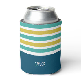 Stripes Pattern custom monogram drink coolers