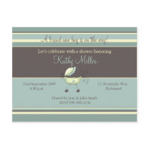 Stripes & Stroller Blue • Baby Shower Invitation postcards by CSKidsOccasions Stripes & Stroller Blue • Baby Shower Invitation postcards