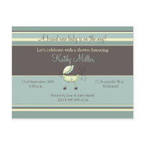 Stripes & Stroller Blue • Baby Shower Invitation postcards by CSKidsOccasions Stripes & Stroller Blue • Baby Shower Invitation postcards