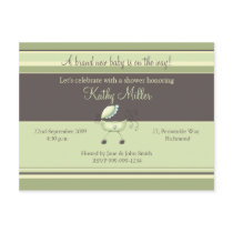 Stripes & Stroller Green • Baby Shower Invitation postcards by CSKidsOccasions Stripes & Stroller Green • Baby Shower Invitation postcards