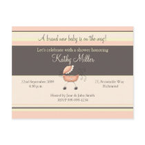 Stripes & Stroller Pink • Baby Shower Invitation postcards by CSKidsOccasions Stripes & Stroller Pink • Baby Shower Invitation postcards