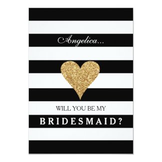 Stripes Will You Be My Bridesmaid Invitation