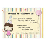 Stripey Birthday Girl's Invite