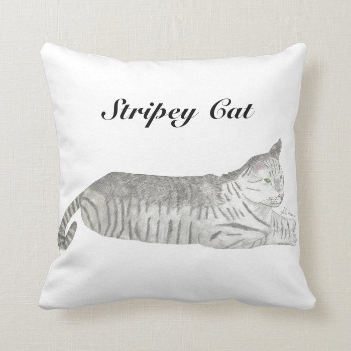 Stripey Cat by Julia Hanna Throw Pillow