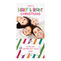 Stripey Merry & Bright Holiday Photo Card