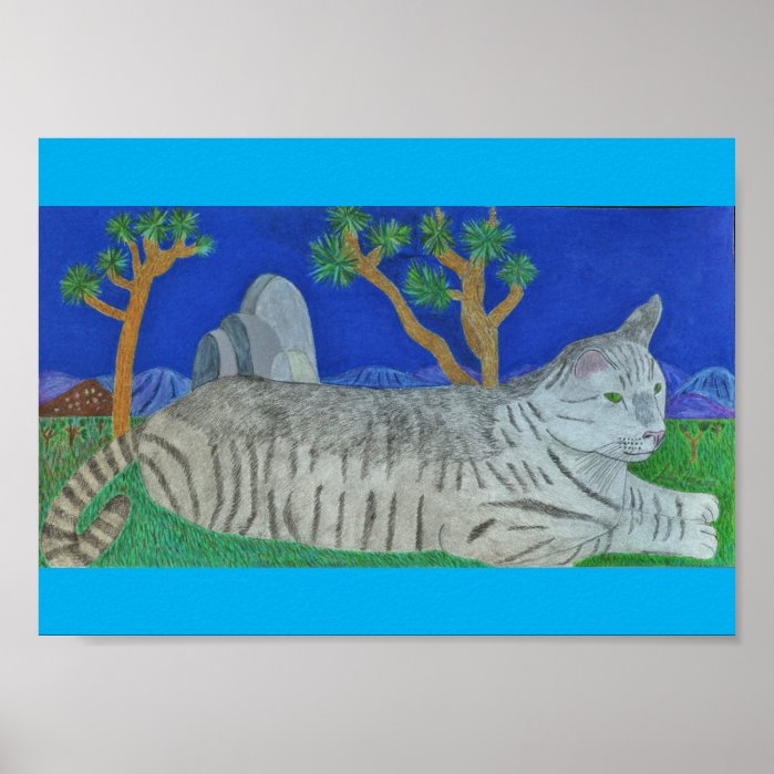 Stripey The Cat At Joshua Tree By Julia Hanna Poster