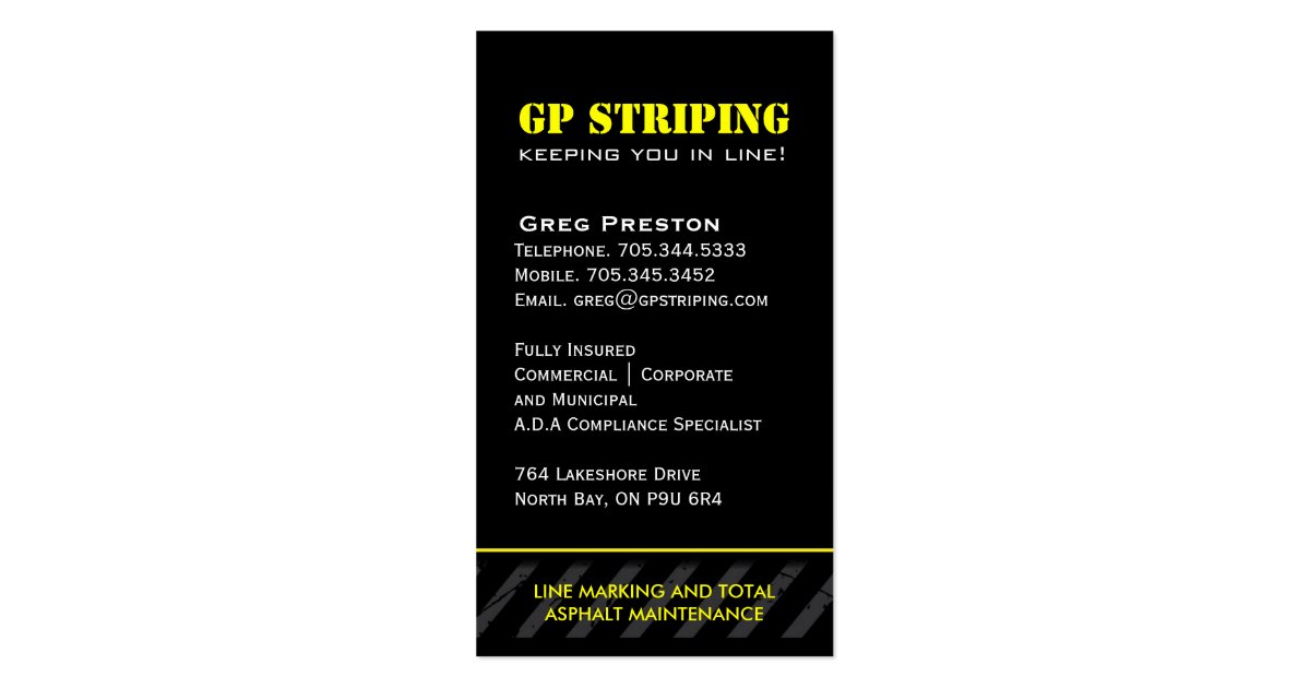 Striping Company Business Cards Zazzle