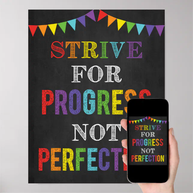 Strive For Progress Not Perfection Growth Mindset Poster Zazzle