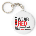 Stroke Awareness I Wear Red Ribbon For Grandmother keychains