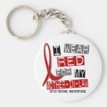 Stroke I WEAR RED FOR MY MOTHER-IN-LAW 37 Keychains