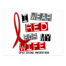 Stroke I WEAR RED FOR MY WIFE 37 Postcard