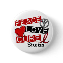 Stroke PEACE LOVE CURE 1 buttons by awarenessgifts Stroke PEACE LOVE CURE 1 buttons