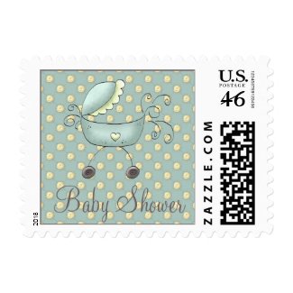 Stroller Baby Shower Invitation Stamp (Boy) stamp