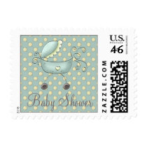 Stroller Baby Shower Invitation Stamp (Boy)