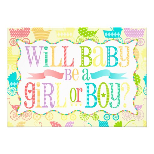 Stroller Chic Gender Reveal Baby Shower Invitation