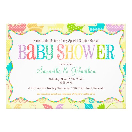 Stroller Chic Gender Reveal Baby Shower Invitation