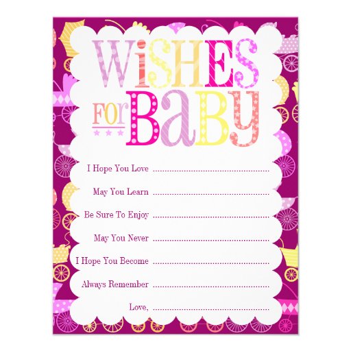 Stroller Chic "Wishes For Baby" (Girly) Invitations