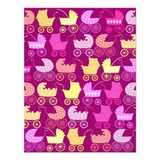 Stroller Chic "Wishes For Baby" (Girly) Invitations