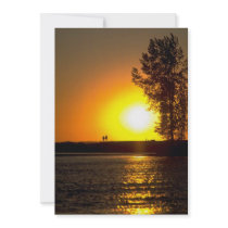 Strolling couple at sunset, Ottawa River, Ontario, Announcement