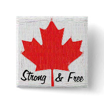Strong and Free Canadian Flag Stitch Look Design Buttons