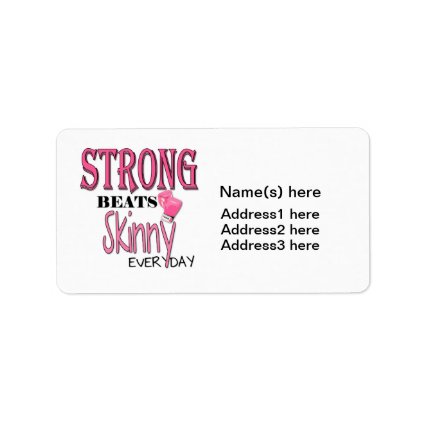 STRONG BEATS Skinny everyday! W/Pink Boxing Gloves Personalized Address Labels
