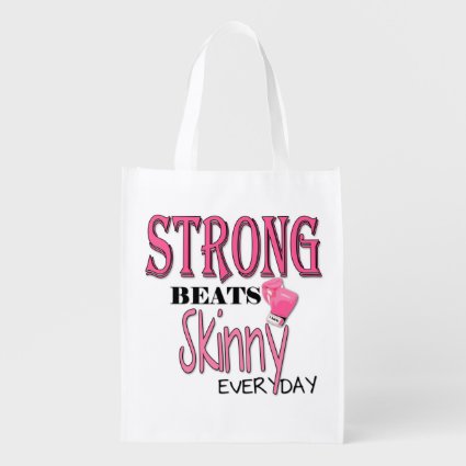 STRONG BEATS Skinny everyday! W/Pink Boxing Gloves Grocery Bags