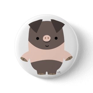 Strong Cartoon Pig button badge button
