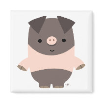 Strong Cartoon Pig magnet by Lioness_Graphics Strong Cartoon Pig magnet