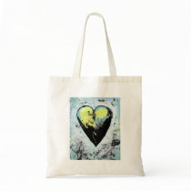 Strong heart art messy expressive scarred painting bags