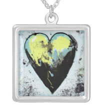 Strong heart art messy expressive scarred painting necklaces