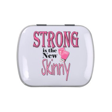 STRONG is the new Skinny! With Pink Boxing Gloves Jelly Belly Candy Tin