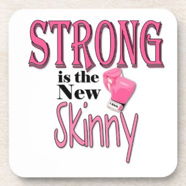 STRONG is the new Skinny! With Pink Boxing Gloves Coasters
