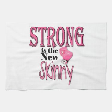 STRONG is the new Skinny! With Pink Boxing Gloves Kitchen Towels