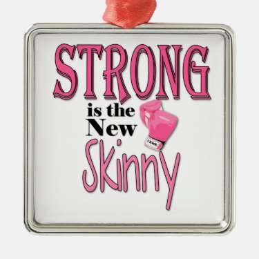 STRONG is the new Skinny! With Pink Boxing Gloves Christmas Tree Ornament