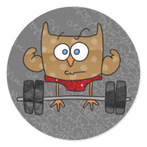 Strong Owl with Weights Sticker (in gray)