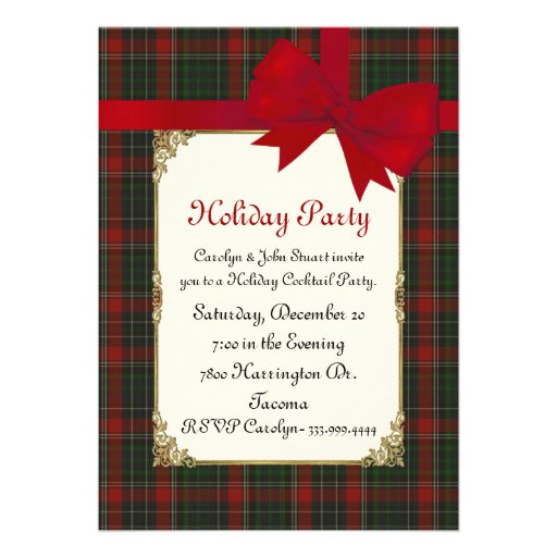 Stuart Clan Tartan Plaid Custom Christmas Party Custom Invitation