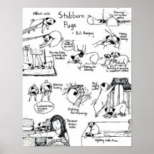 Stubborn Pugs Print