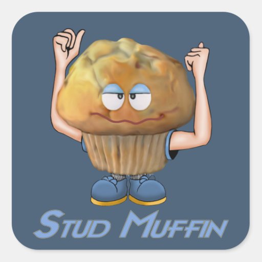 Stud Muffin Humor Square Sticker Zazzle