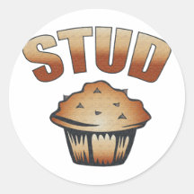 Stud Muffin Wash Design Round Stickers