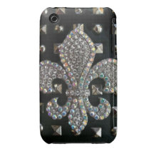 Studded fleur de lis print case Case-Mate iPhone 3 case