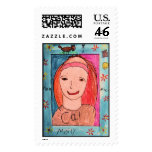 Student Self Portrait Art #202-14 postage