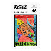 Student Self Portrait Art #202-17 Postage Stamp