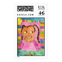 Student Self Portrait Art #202-1 Postage Stamp
