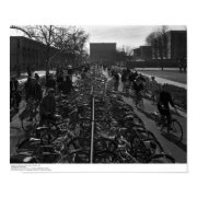 Students and Bicycles near the Library, Feb. 1967 print