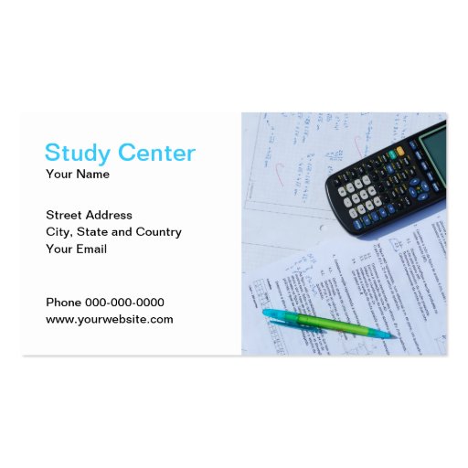 Study Center Business Card (front side)