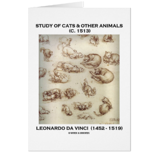 Study Of Cats & Other Animals (Leonardo da Vinci) Greeting Card