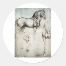 Study of horse. round sticker