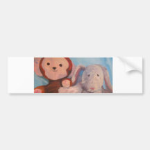Stuff doll painting Mon and Amiga Bumper Sticker