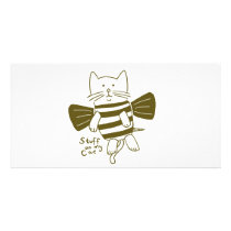 stuff on my cat - bee customized photo card