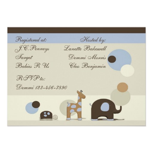 Stuffed Animal Baby Boy Shower Invitation